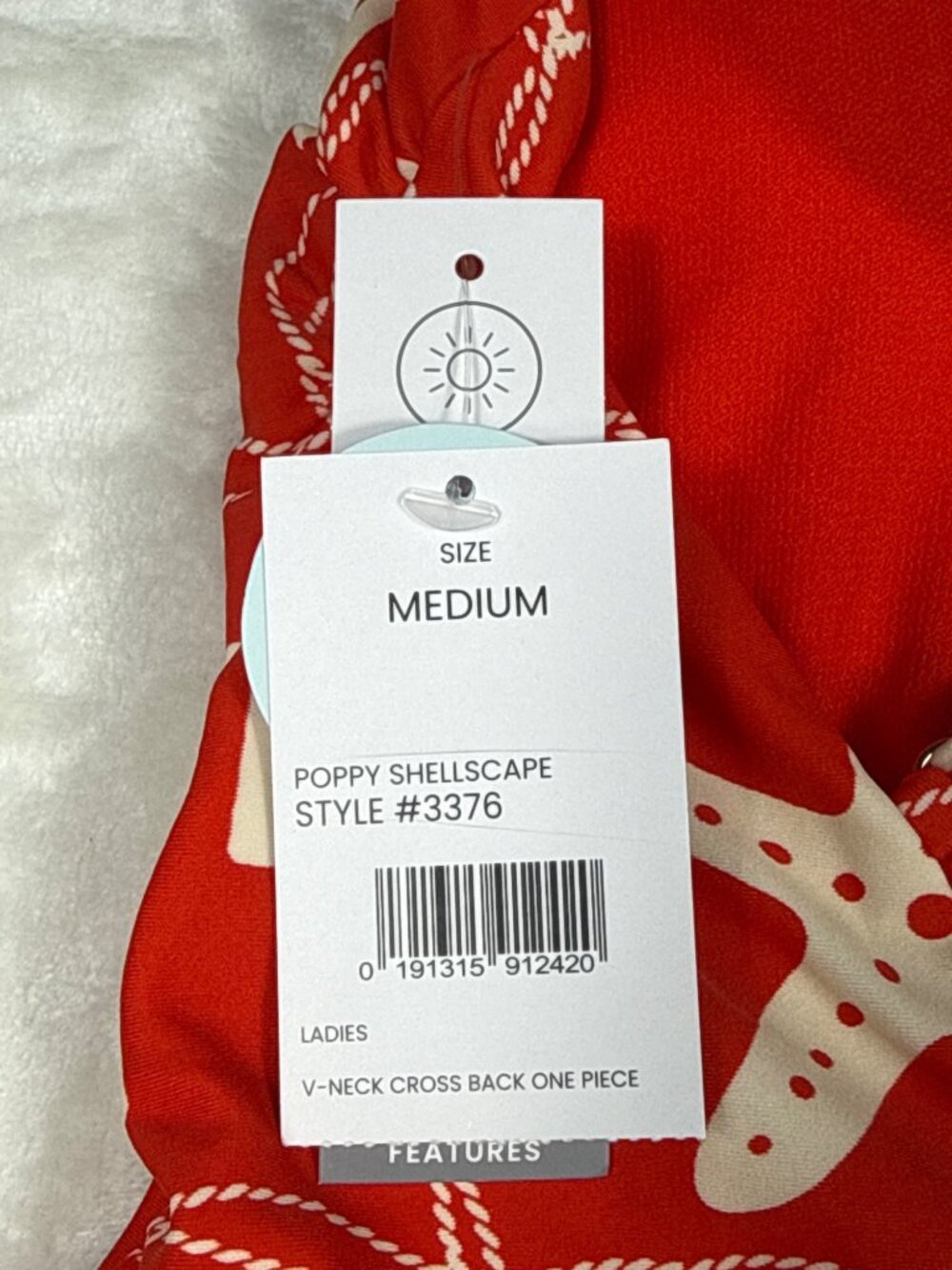 Loft Swim Ladies V-Neck Cross Back One-Piece Swimsuit Medium Red & White - Picture 5 of 8